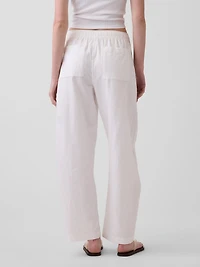 Linen-Blend Easy Barrel Pants