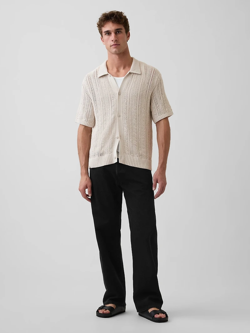 Herringbone Crochet Sweater Shirt