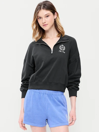 SoComfy Terry Oversized Logo Half-Zip Sweatshirt