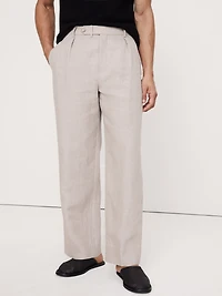 Loose Pleated Linen Dress Pant