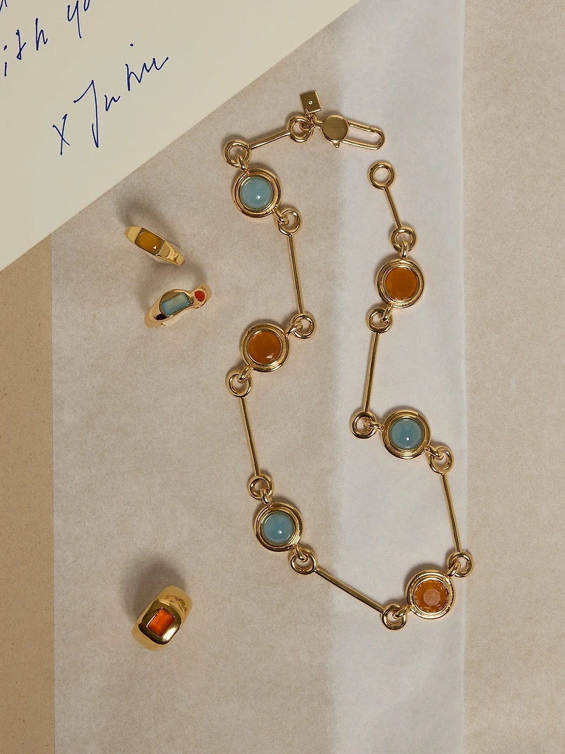 Circle Stone Link Necklace