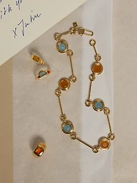 Circle Stone Link Necklace