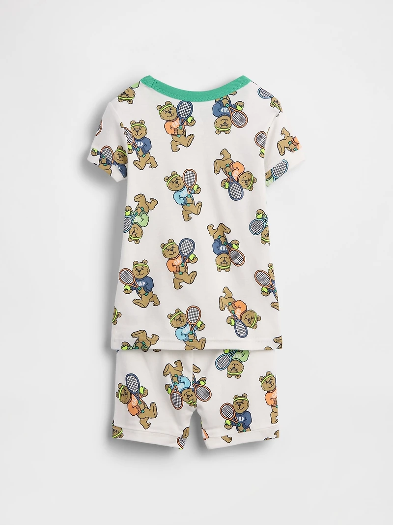 Pyjama court en coton biologique brossé ourson Brannan au tennis pour Bébé et Tout-petit
