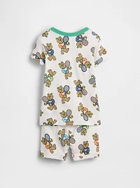 Pyjama court en coton biologique brossé ourson Brannan au tennis pour Bébé et Tout-petit