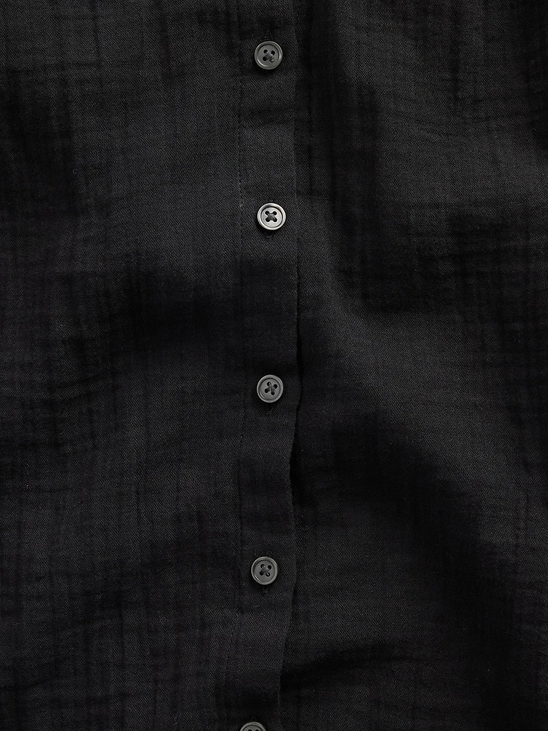 Cotton Gauze Oversized Collarless Shirt