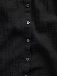 Cotton Gauze Oversized Collarless Shirt