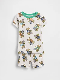 Pyjama court en coton biologique brossé ourson Brannan au tennis pour Bébé et Tout-petit