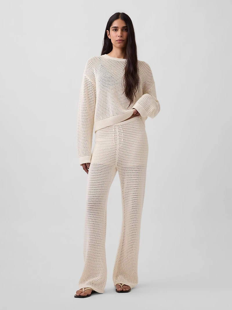 100% Cotton Crochet Relaxed Sweater