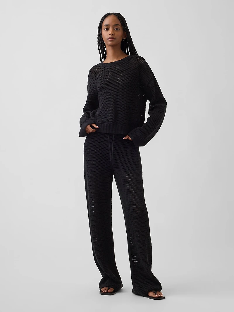 100% Cotton Crochet Relaxed Sweater