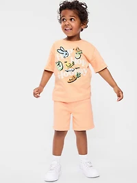 Oversized Graphic T-Shirt and Shorts Set for Toddler Boys