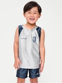 Oversized Graphic Basketball Tank Top for Toddler Boys