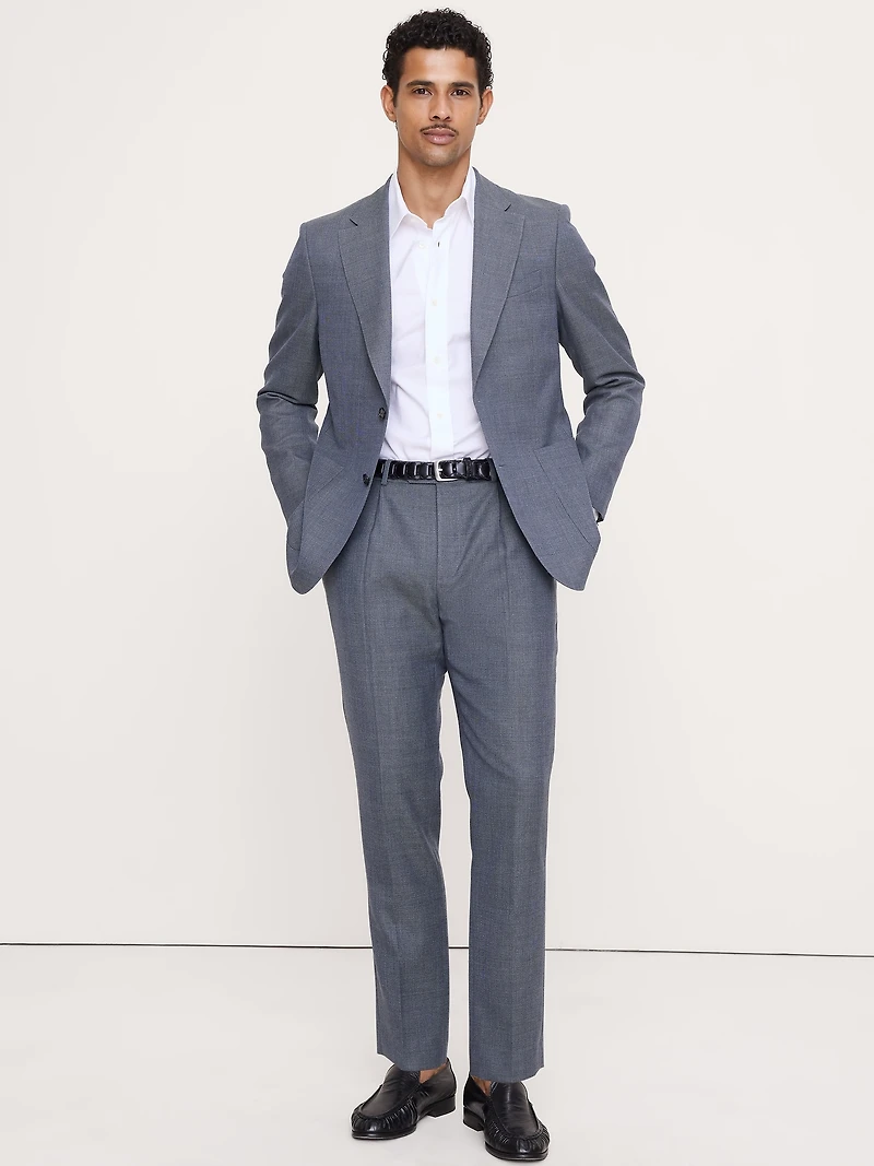 Tailored Slim-Fit Italian Wool Ventile Suit Pant