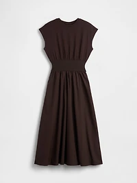 Mixed Media Drop-Waist Midi Dress