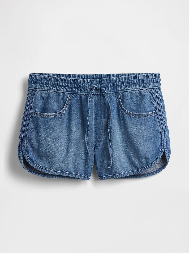 Mid Rise UltraSoft Denim Easy Dolphin Shorts