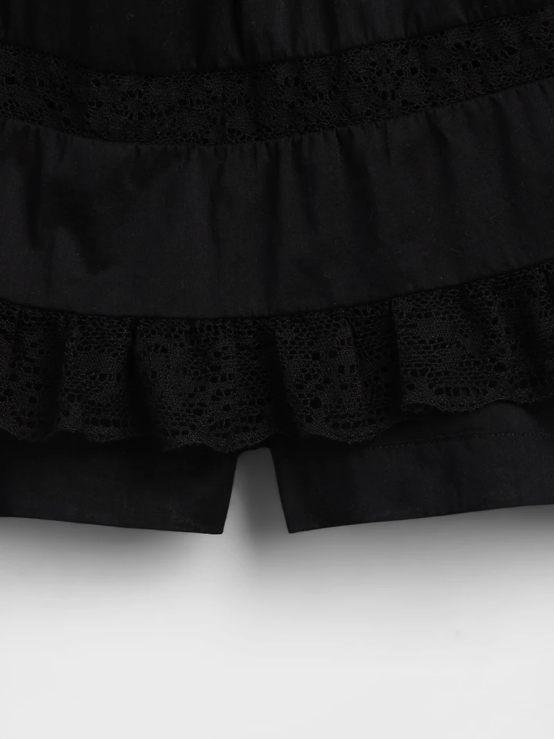 Pintuck Lace-Trim Easy Mini Skort