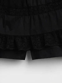 Pintuck Lace-Trim Easy Mini Skort