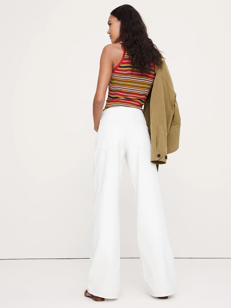 Mid-Rise Wide-Leg Drawstring Jean