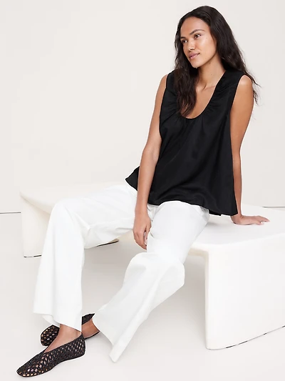 Viscose-Linen Scoop-Neck Tank