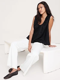 Viscose-Linen Scoop-Neck Tank