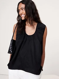 Viscose-Linen Scoop-Neck Tank