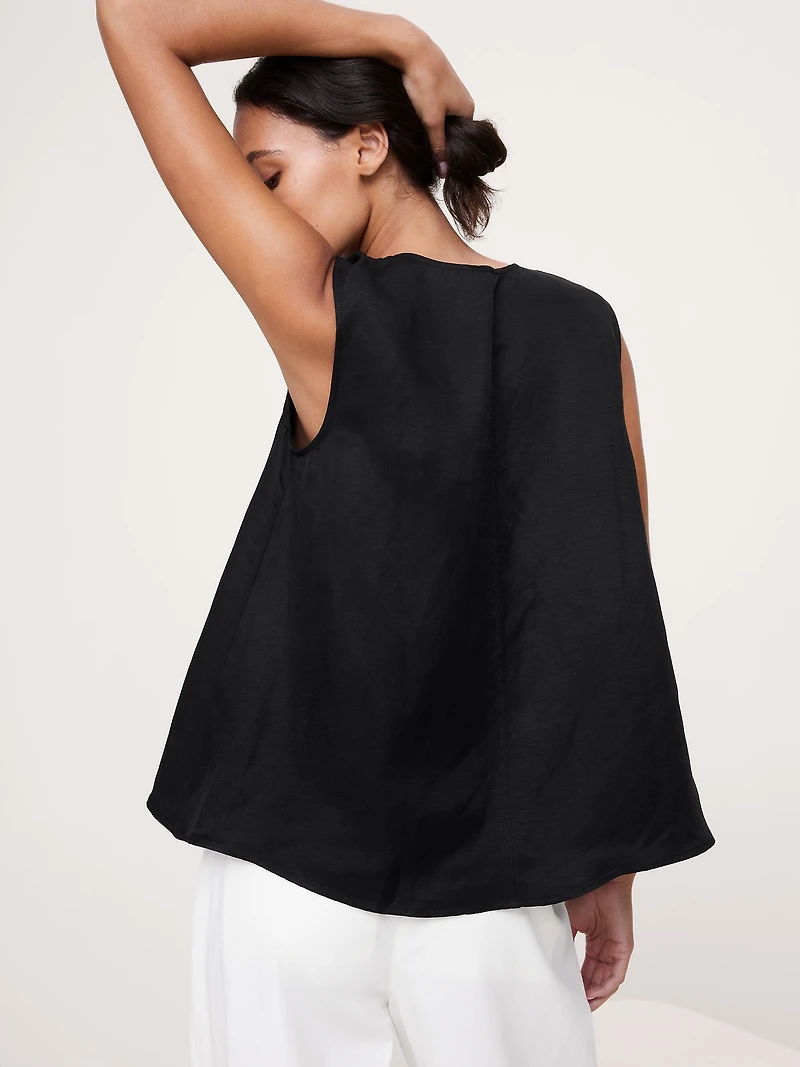 Viscose-Linen Scoop-Neck Tank