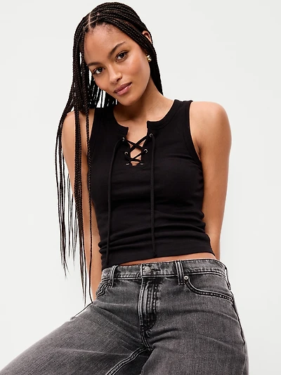 Lace-Up Tank Top