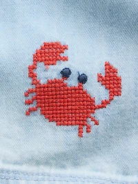Baby Embroidered Denim Tank Shorty One-Piece