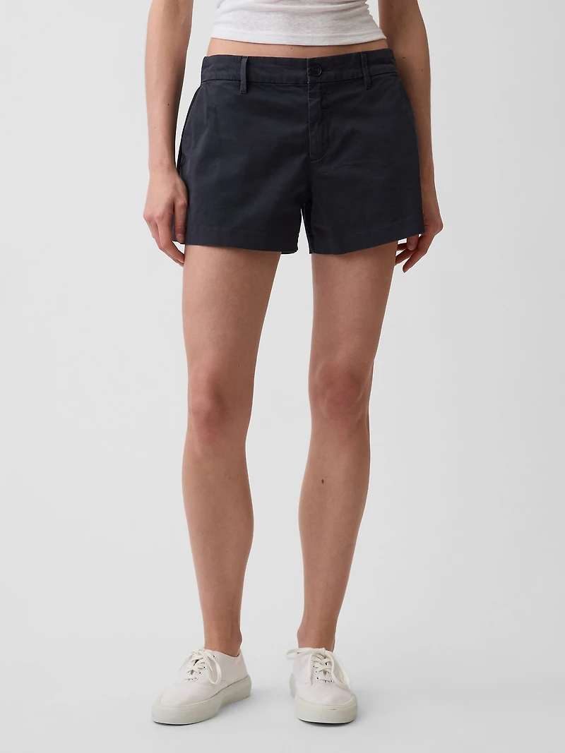 Mid Rise Khaki Shorts
