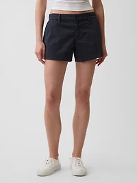 Mid Rise Khaki Shorts