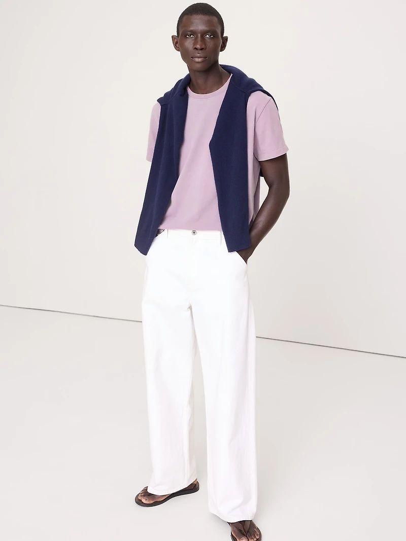 Sueded Cotton Crew-Neck T-Shirt