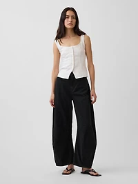 Linen-Blend Corset Vest Top