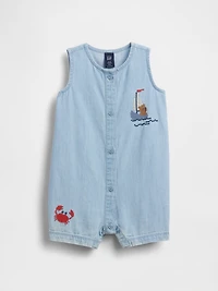 Baby Embroidered Denim Tank Shorty One-Piece