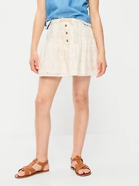 Textured Eyelet Buttoned Skirt for Girls