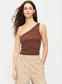Ribbed One-Shoulder Tank Top