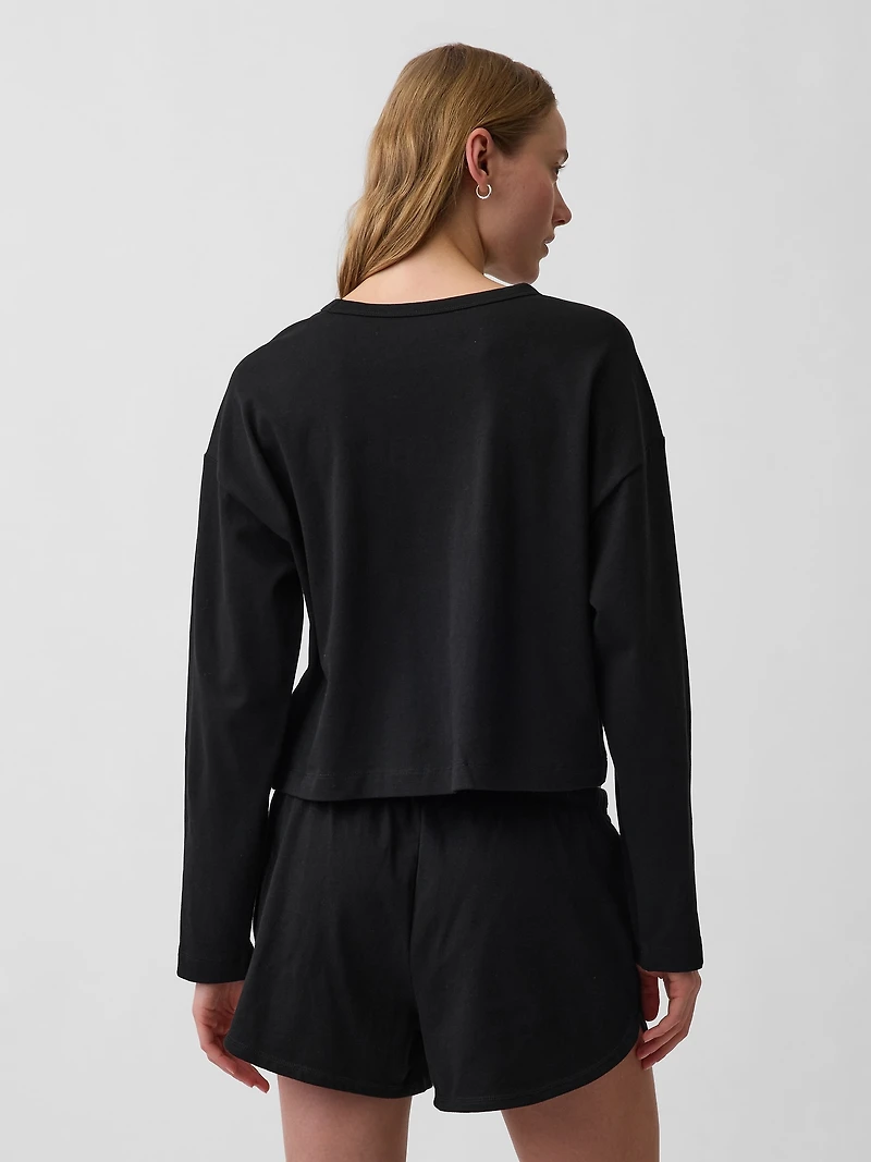 Knit Oversized Crop T-Shirt