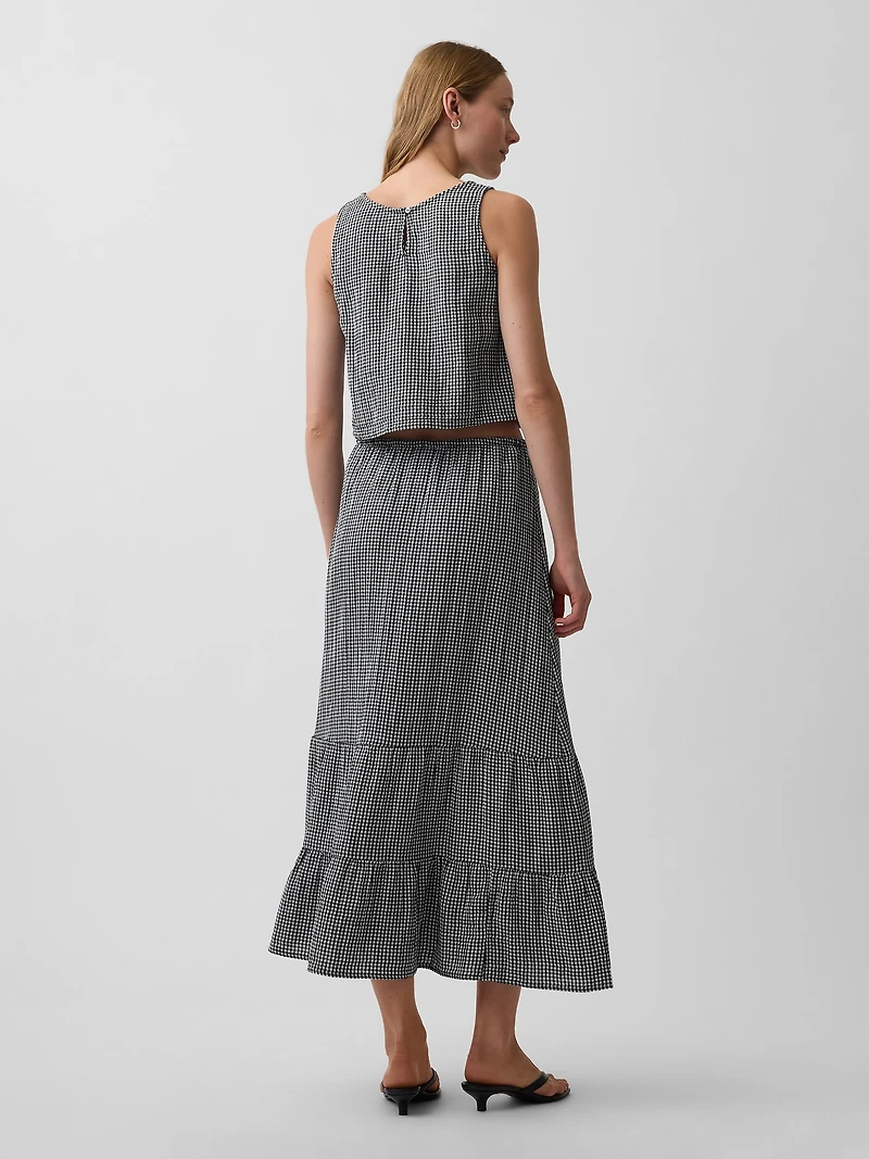 Cotton Gauze Easy Tiered Maxi Skirt