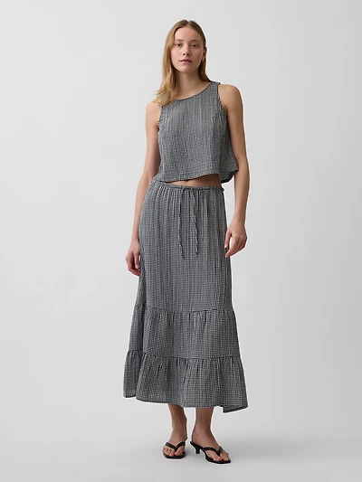 Cotton Gauze Easy Tiered Maxi Skirt