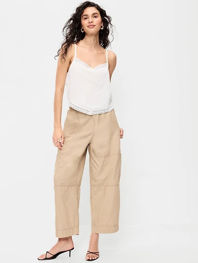 Mid-Rise Pull-On Cropped Utility Pants