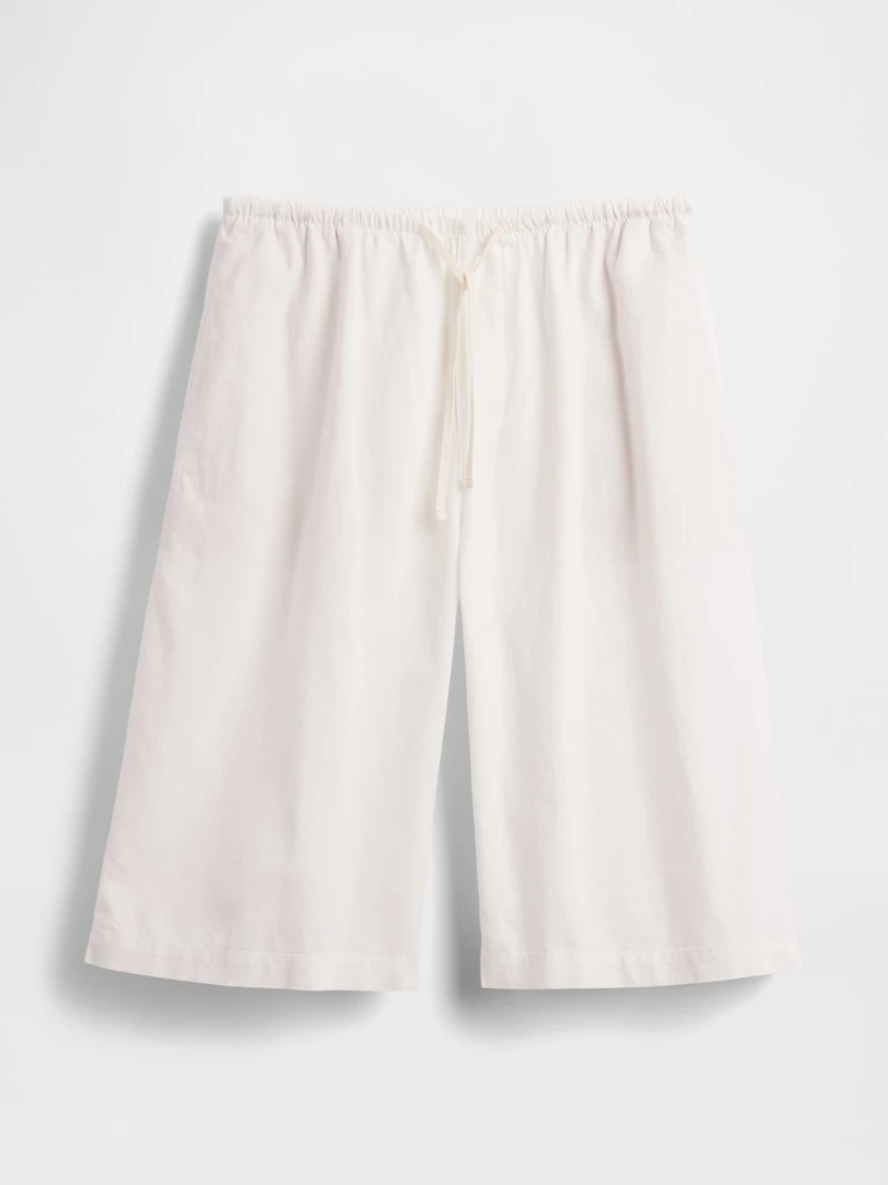 Linen-Blend Relaxed Easy Culotte Pants