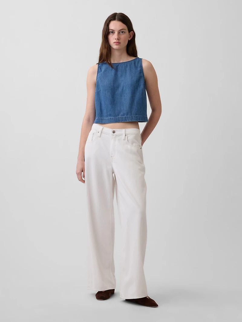 Denim Crop Shell Tank Top