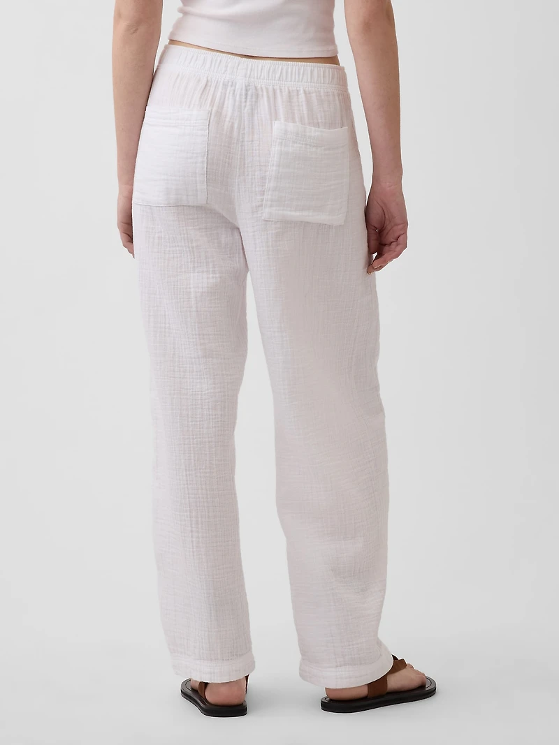 Cotton Gauze Easy Barrel Pants