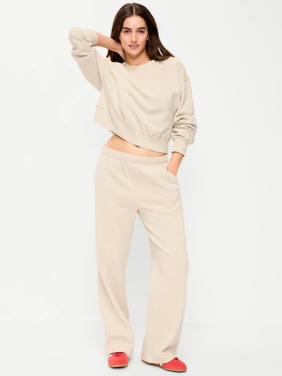 High-Waisted Fleece Wide-Leg Sweatpants