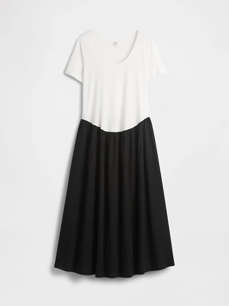 Maternity Mixed Media Drop-Waist Dress