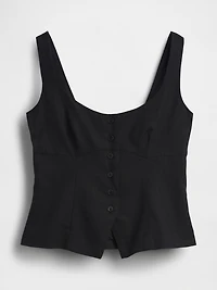Linen-Blend Corset Vest Top