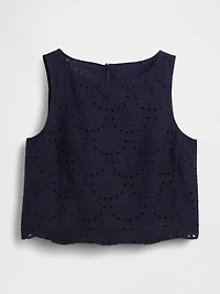 Eyelet Crop Shell Tank Top