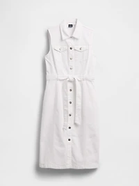 Denim Tie-Belt Midi Dress