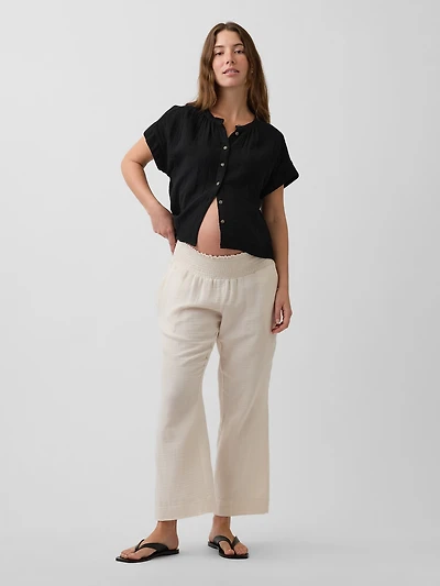 Maternity Cotton Gauze Full Panel Pants
