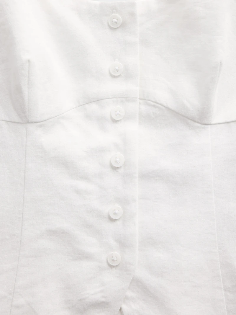 Linen-Blend Corset Vest Top