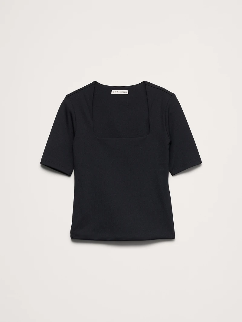 Sculpted-Stretch Square-Neck Top