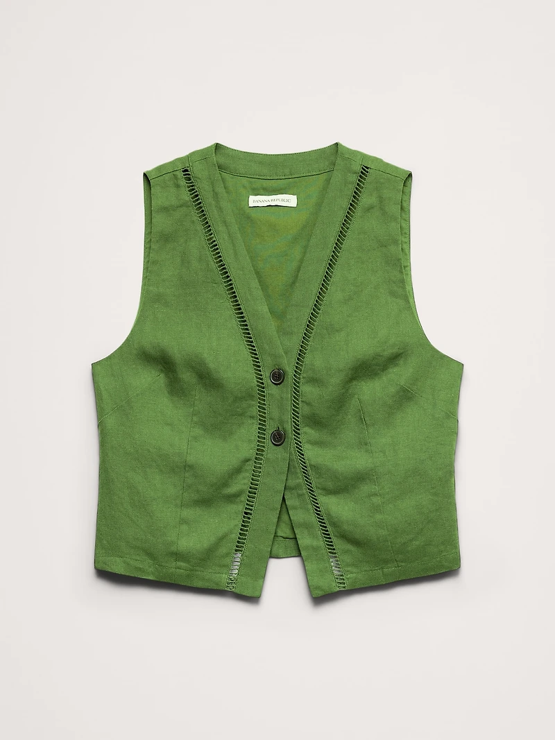 Linen Lace-Trim Vest